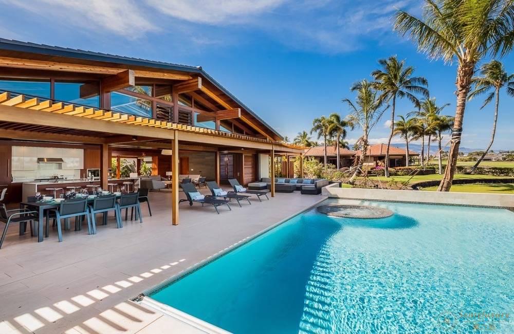 夏威夷大岛马纳拉尼熔岩孤丘别墅无边泳池