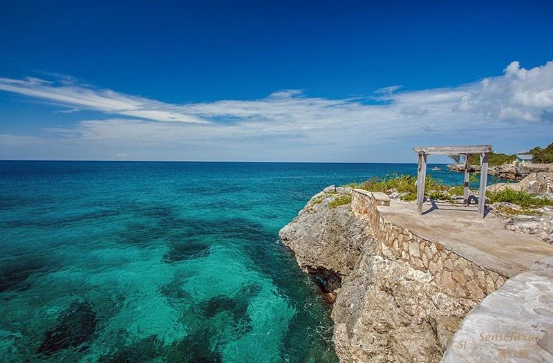 加勒比牙买加水畔悬崖别墅私人码头