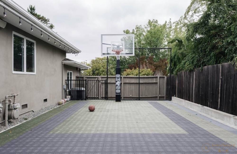 旧金山湾坪顶泳池别墅室外篮球场
